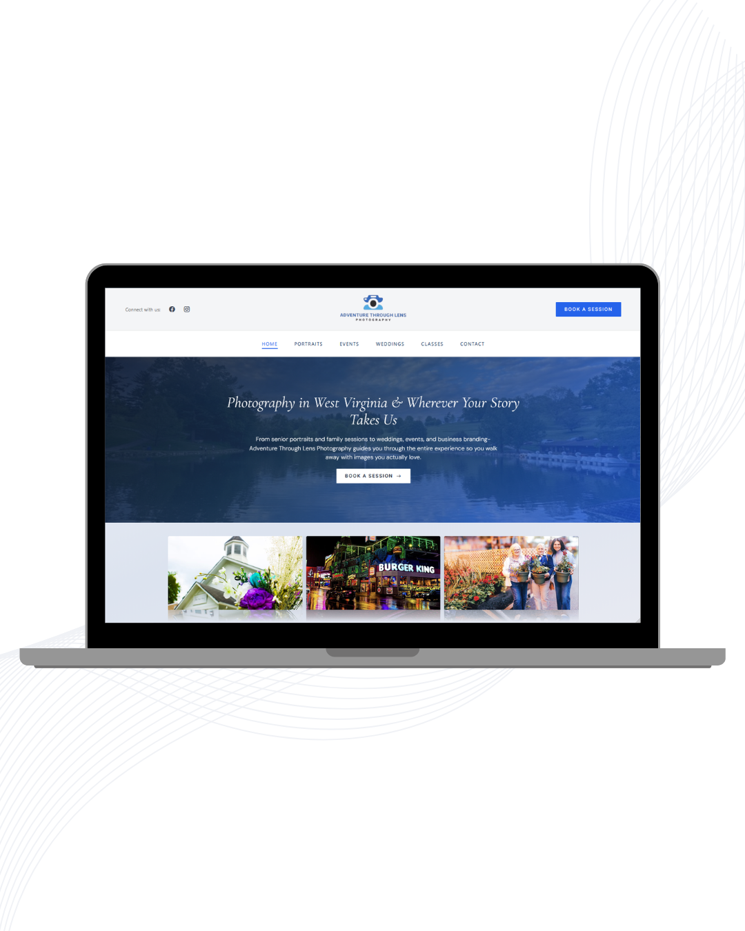 Screenshot of Adventure Through Lens Photography's website designed by SpindleStack