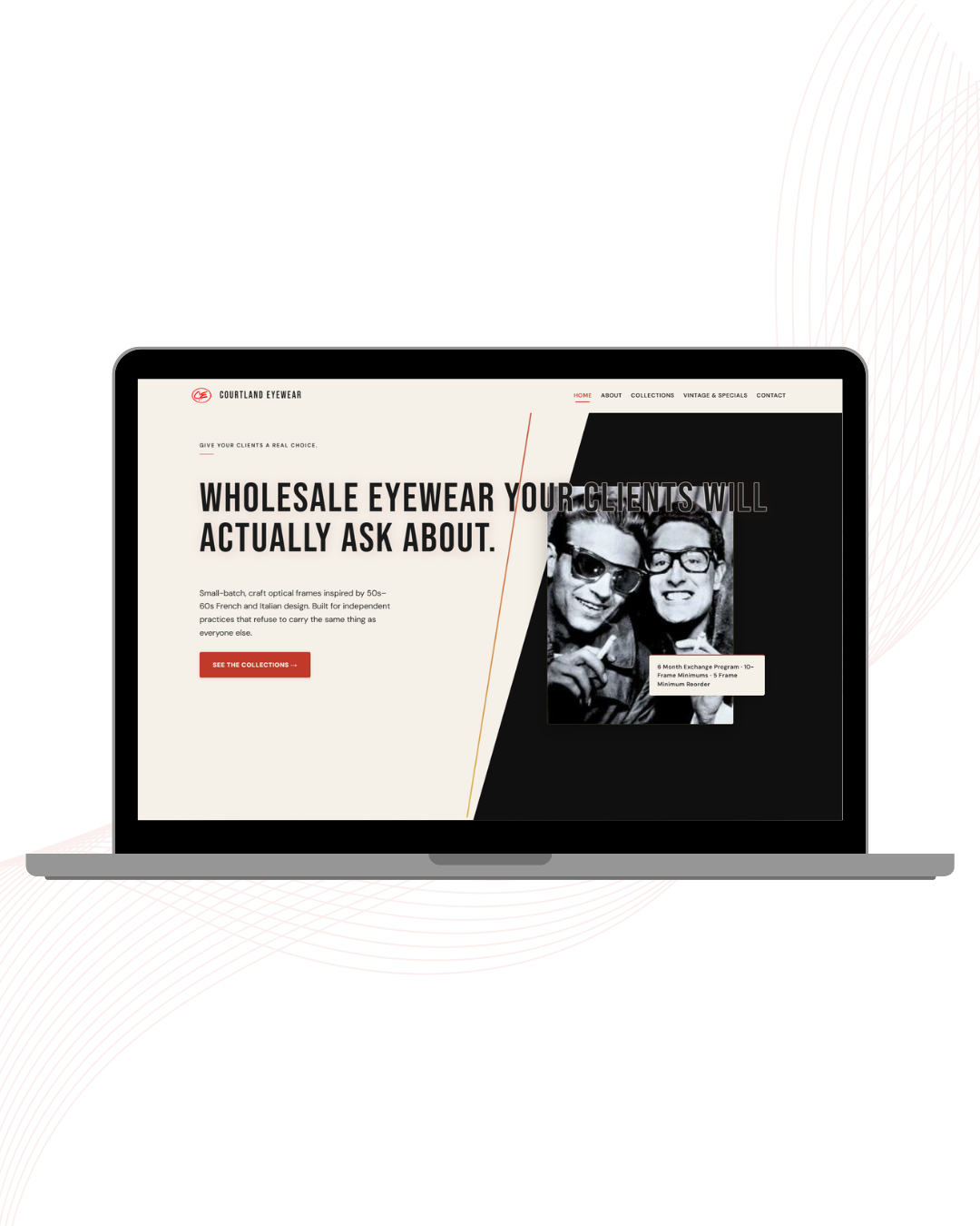 Screenshot of Courtland Eyewear website